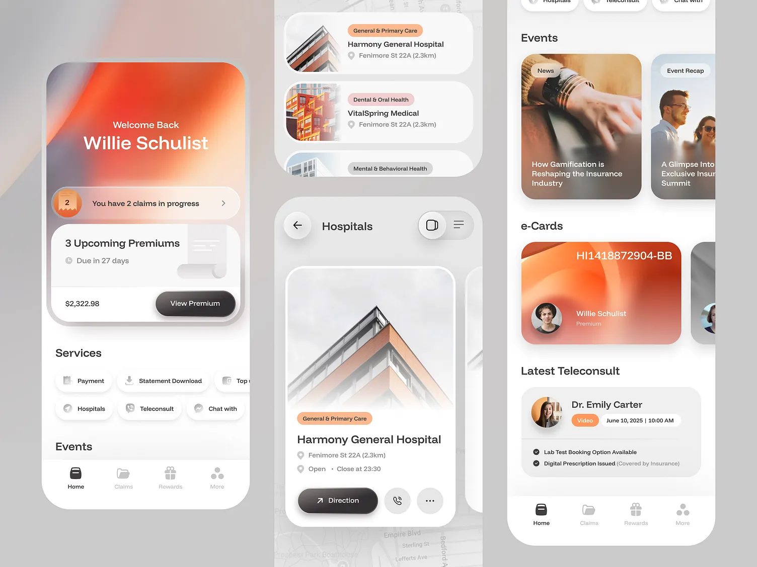 Mobile app UI design screens