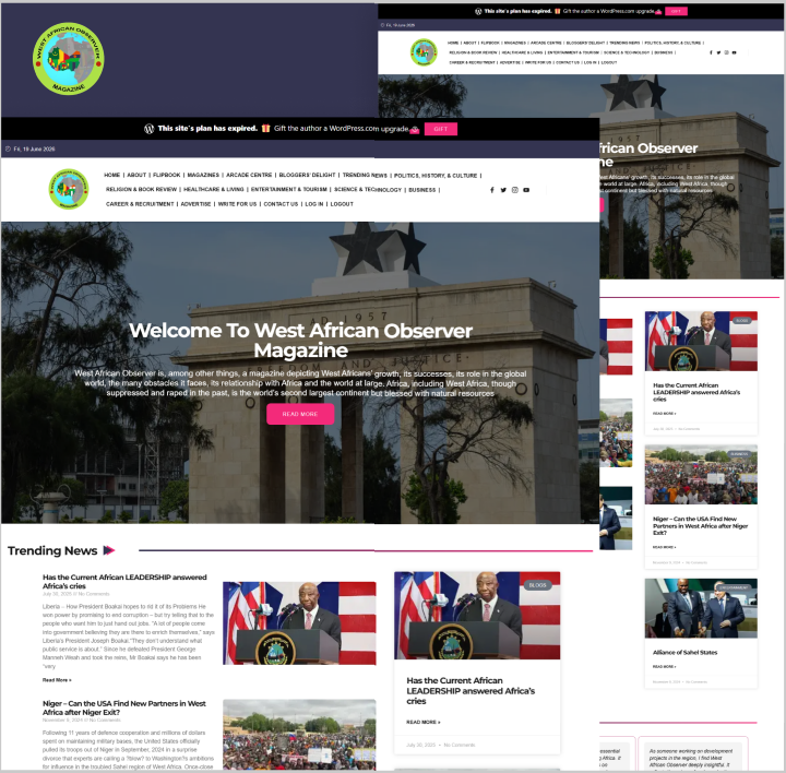 West African Observer Magazine website