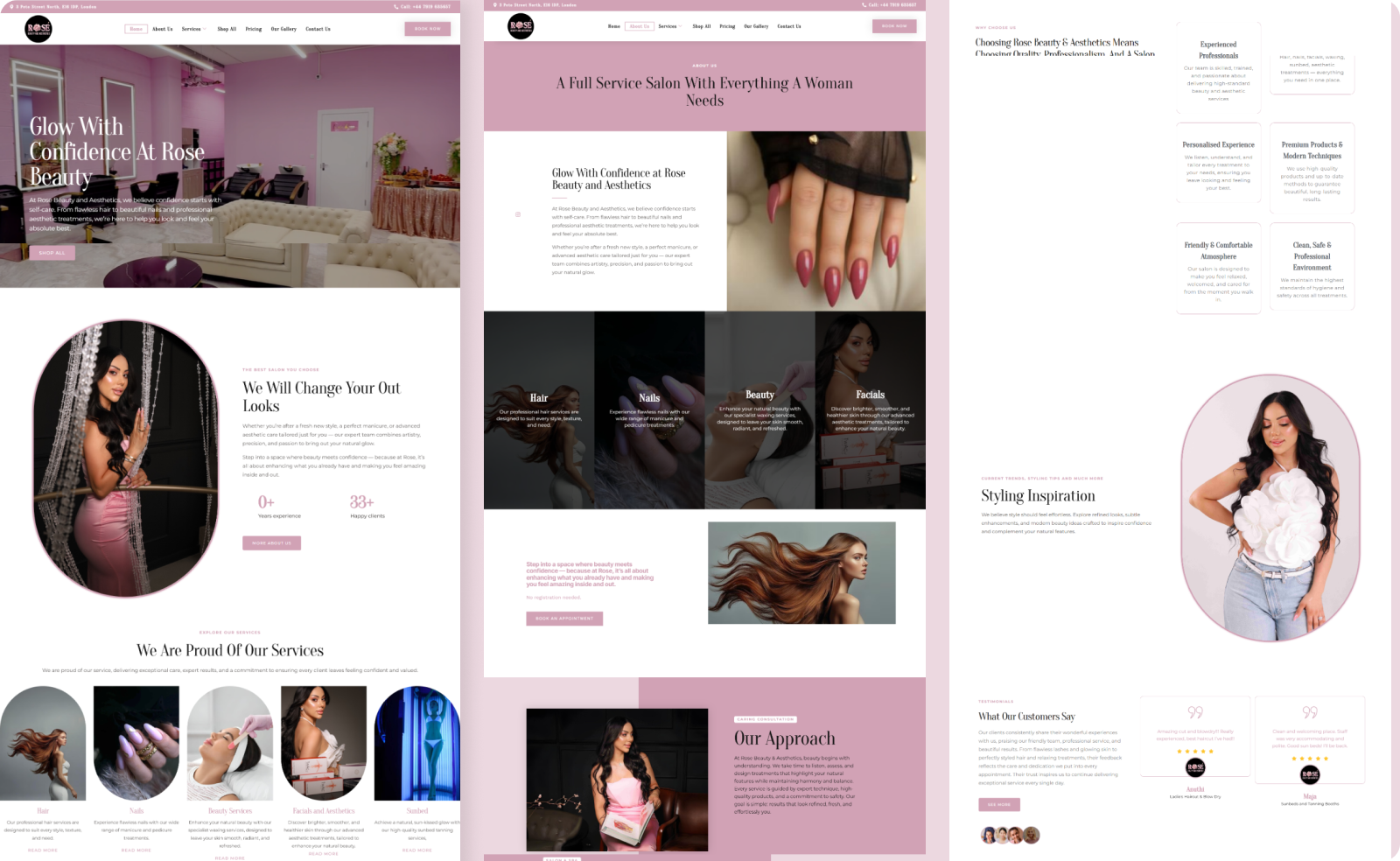 Beauty Studio Website Layout