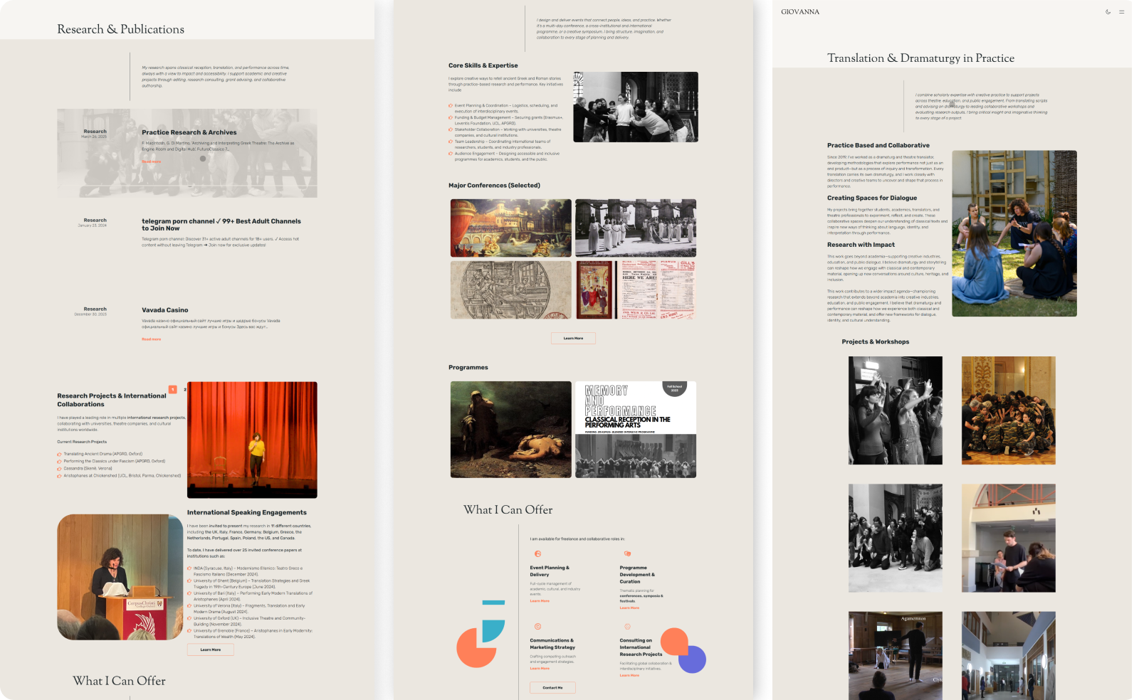 Giovanna Di Martino Academic Website Layout