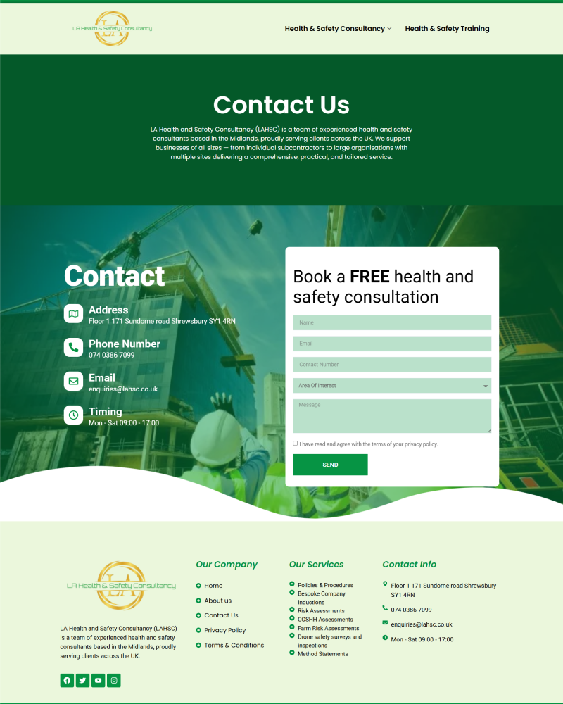 Health and Safety Consultancy Website Development