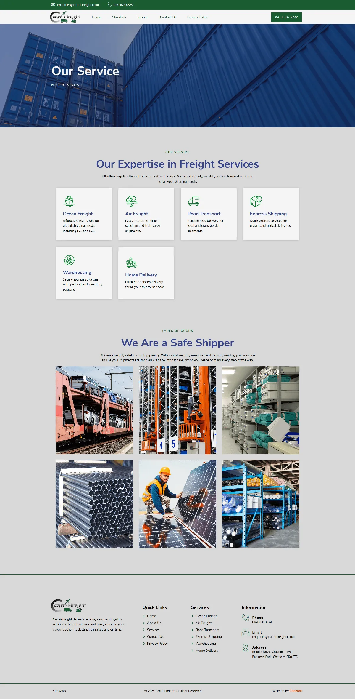 Carr-i-Freight homepage design
