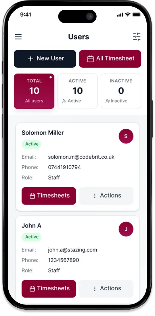 LiftOut timesheet entry screen